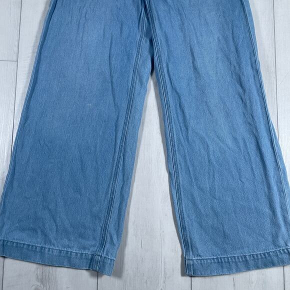 Paige Jeans Womens 29 Harper Wide Leg Light Blue Distressed Hem Relaxed Pants - Picture 3 of 16